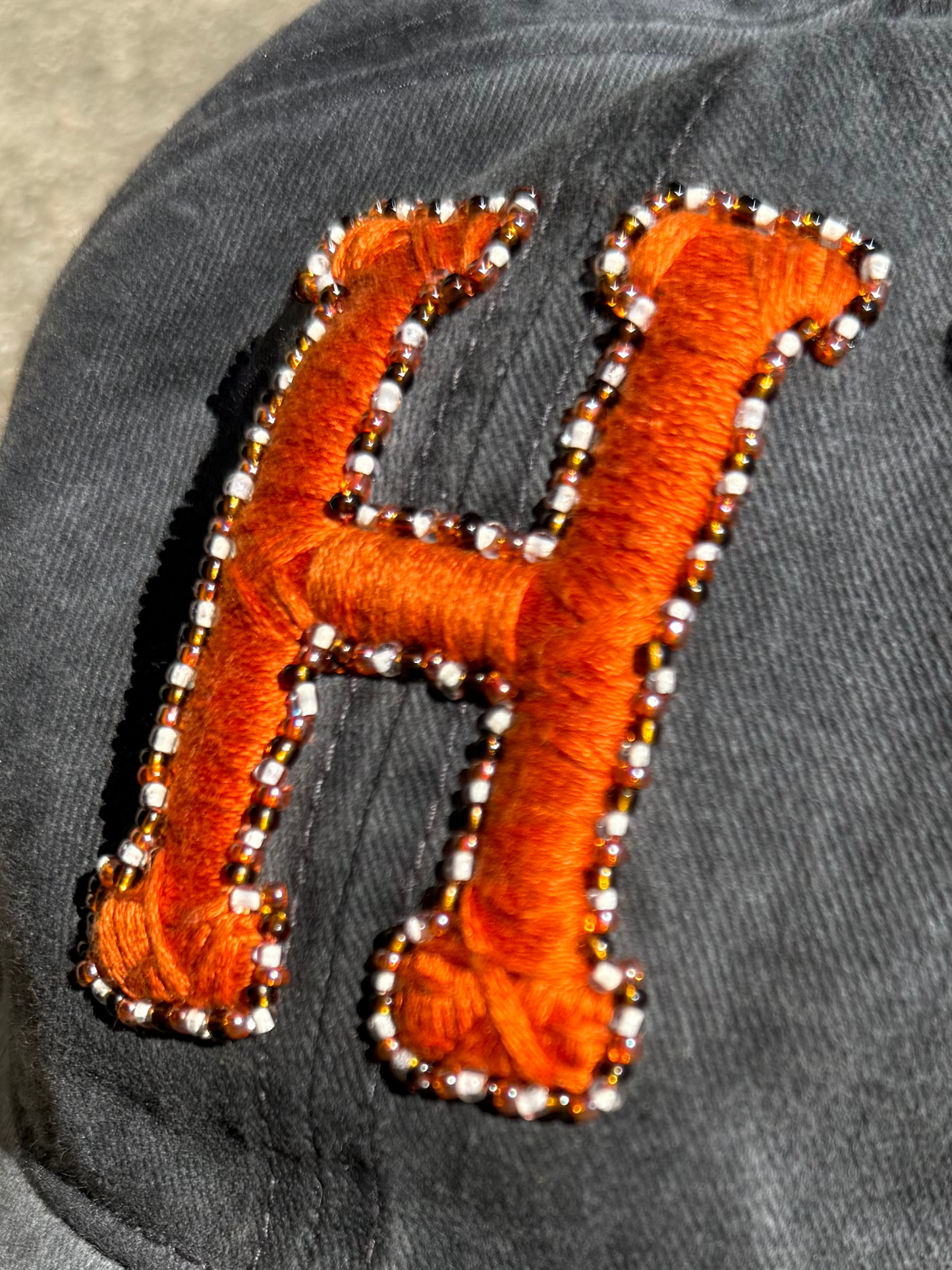 Hand Embroidered Varsity Letter Beaded Baseball Cap or Beanie – Team Spirit - Custom Initial Hat