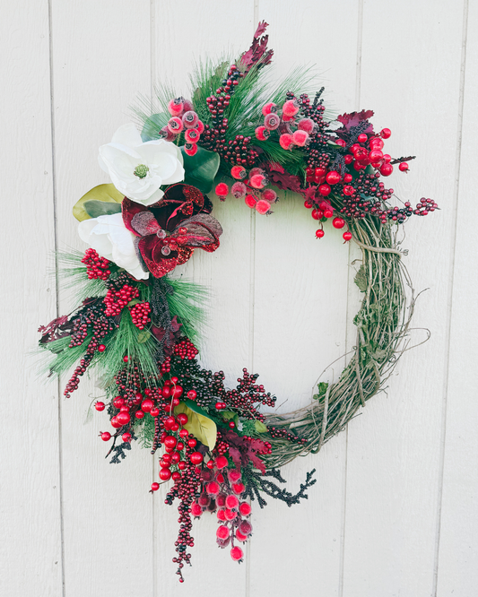 Magnolias and Berries Wreath