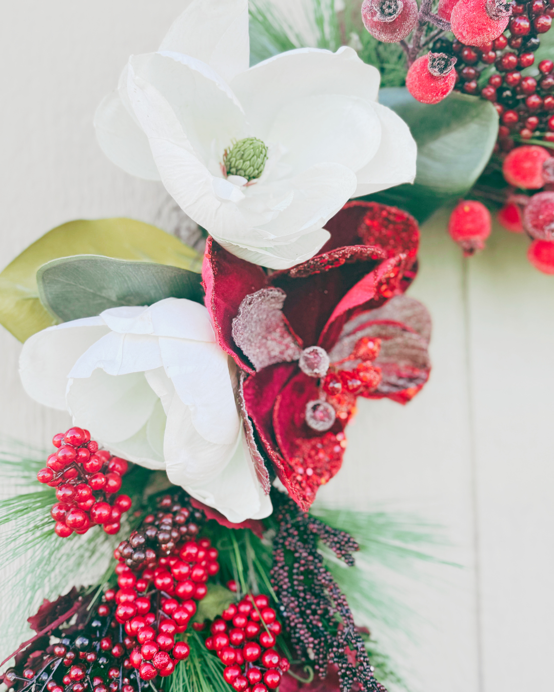 Magnolias and Berries Wreath