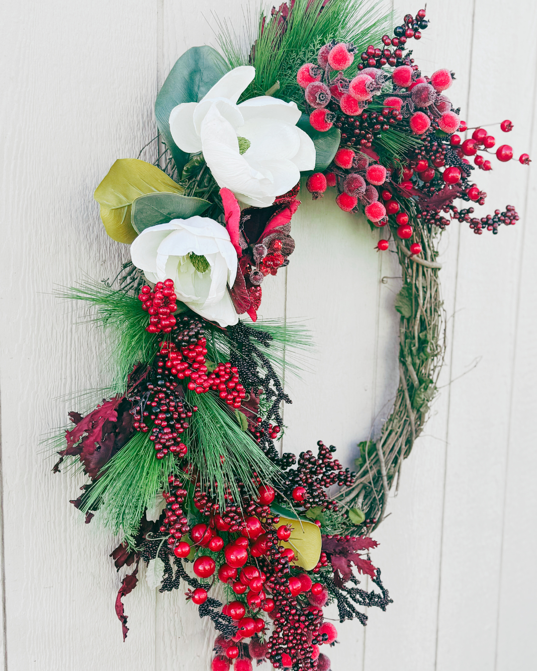 Magnolias and Berries Wreath