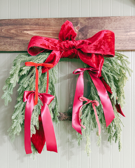 Norway Spruce Wreath with Red Bows