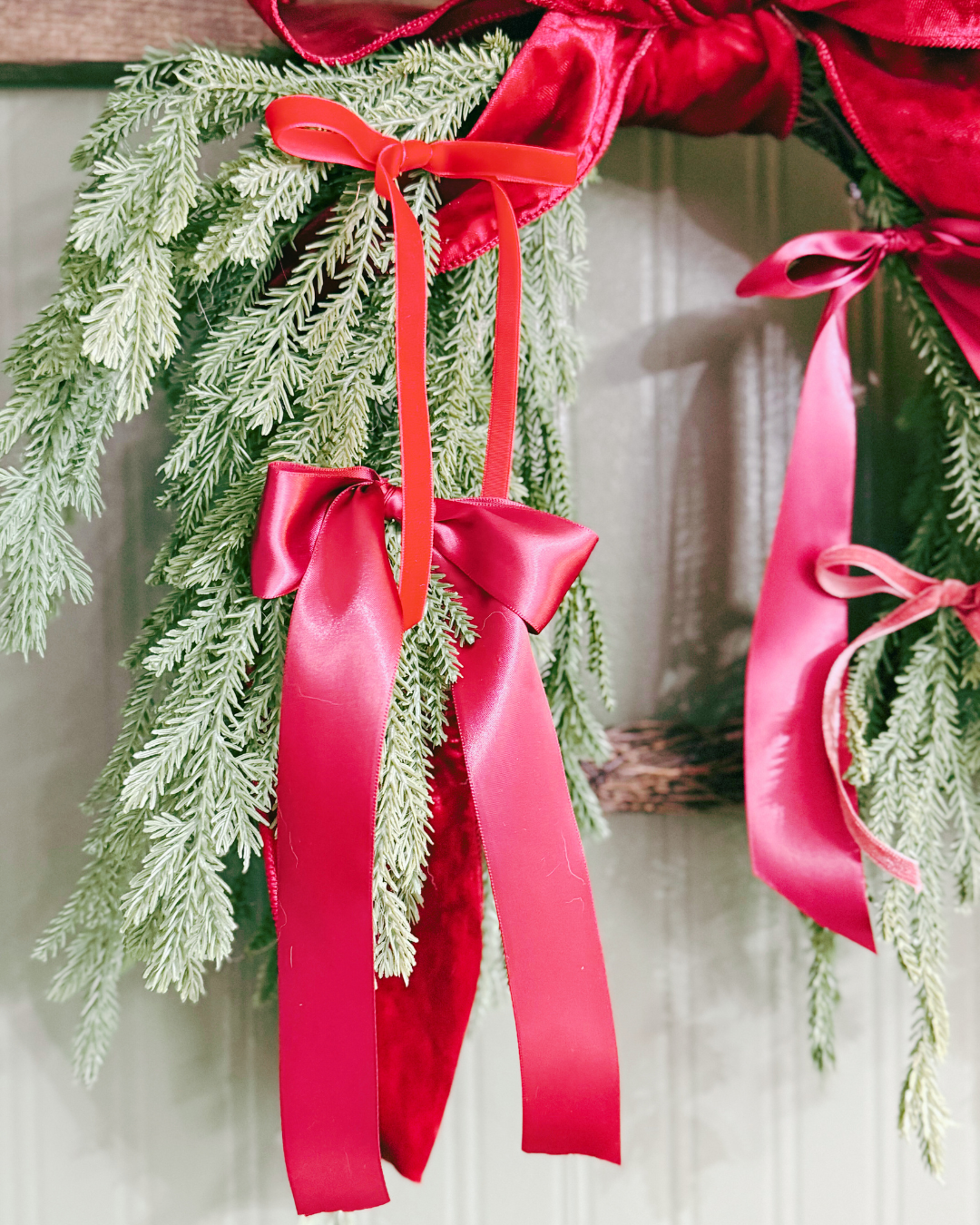 Norway Spruce Wreath with Red Bows