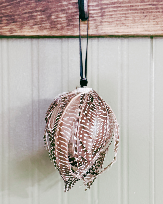 Glass Guinea Fowl Feather Ornament