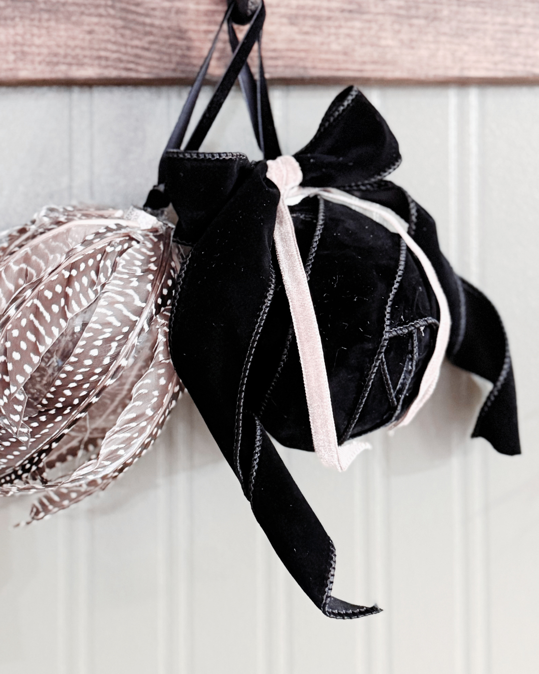 Black Velvet Bow Glass Ornament