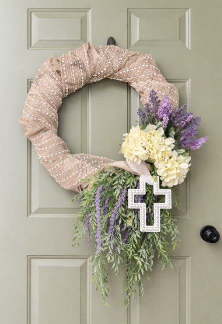 He Has Risen Easter Cross Wreath