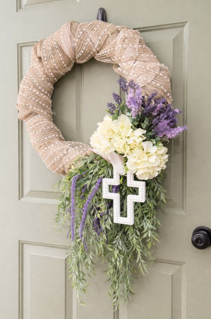 He Has Risen Easter Cross Wreath