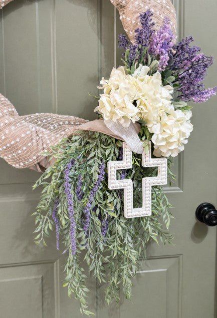 He Has Risen Easter Cross Wreath