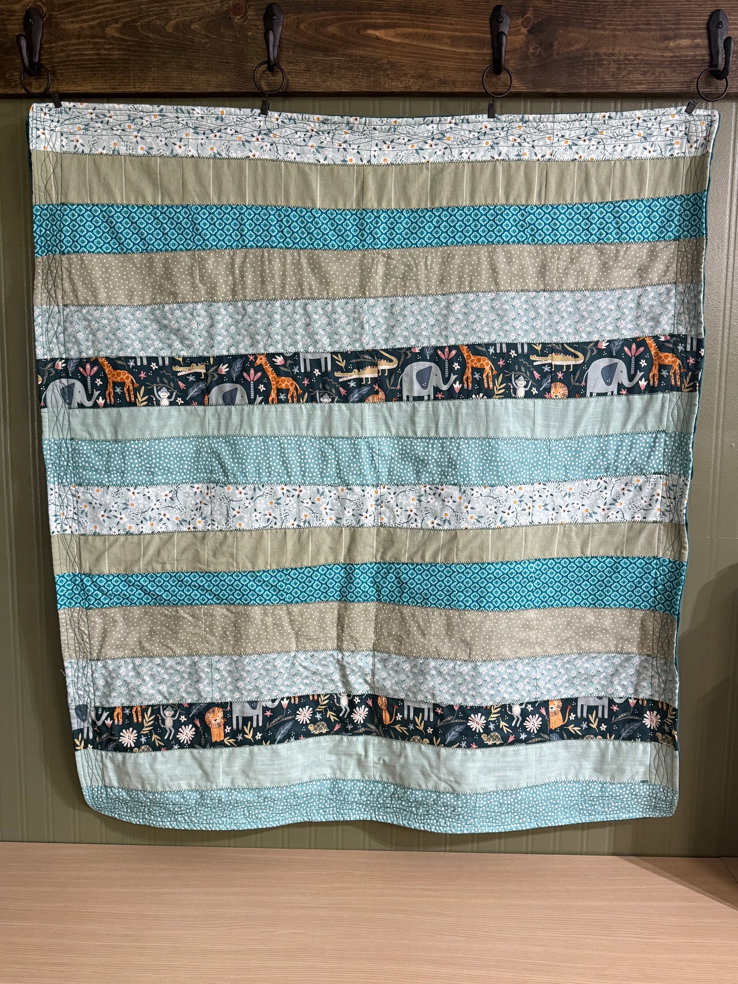 "God’s Promise" Quilt | Genesis 8:15–9:17 | Rainbow Covenant Baby Blanket | Striped Patchwork | Soft Fleece Back | Handmade Christian Gift