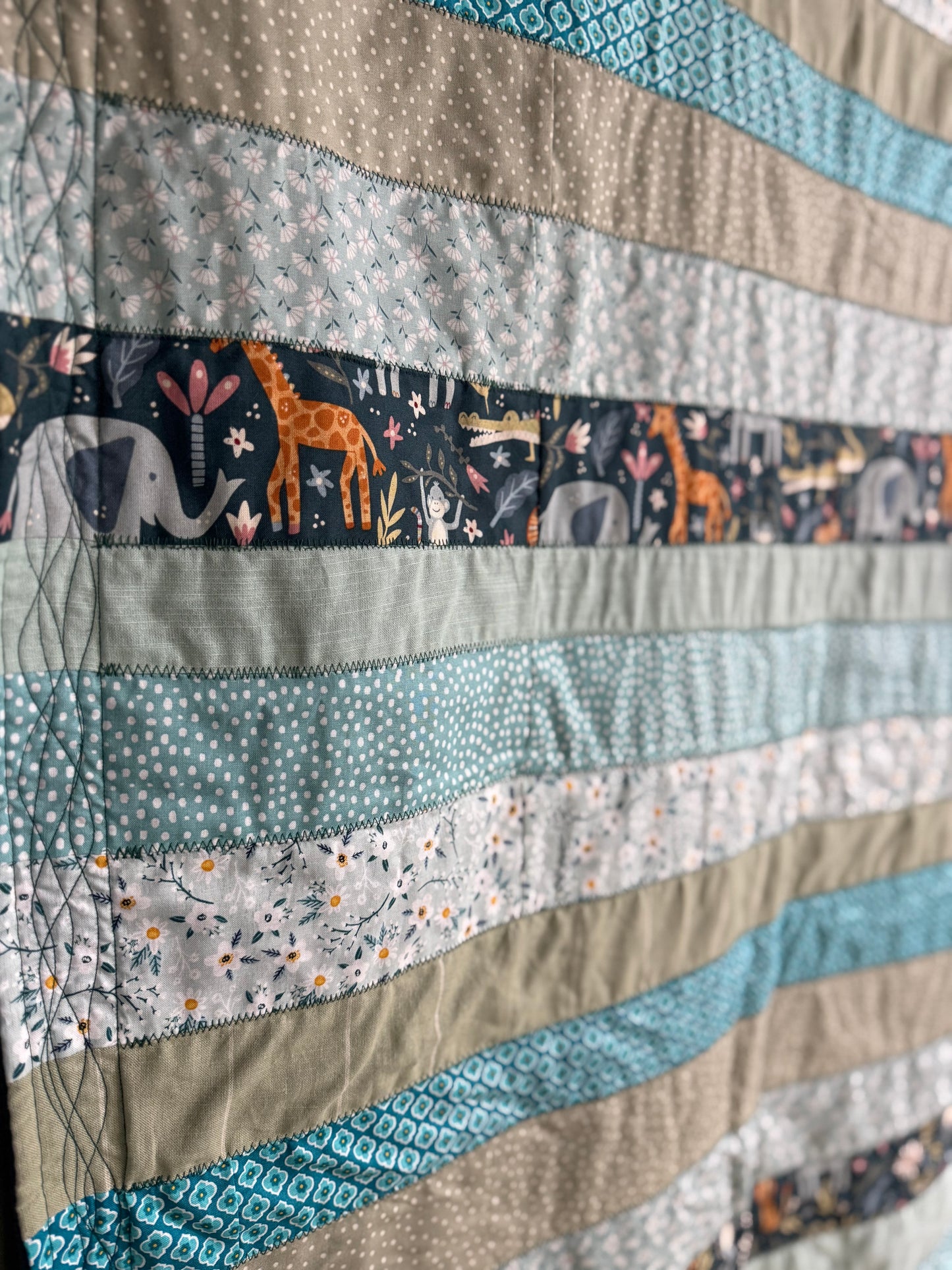 "God’s Promise" Quilt | Genesis 8:15–9:17 | Rainbow Covenant Baby Blanket | Striped Patchwork | Soft Fleece Back | Handmade Christian Gift