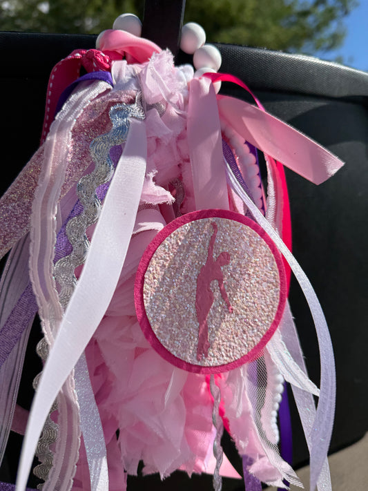 Dance Ribbon Bogg Bag Charm — Pink, Purple & White Beaded Accessory