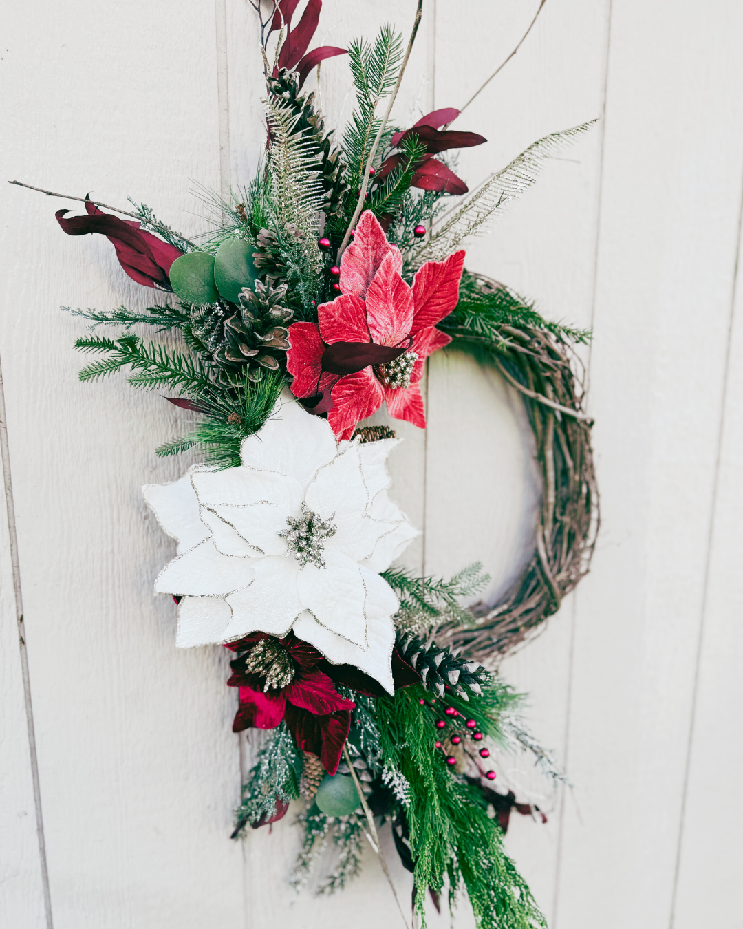 Poinsettias and Pine Wreath