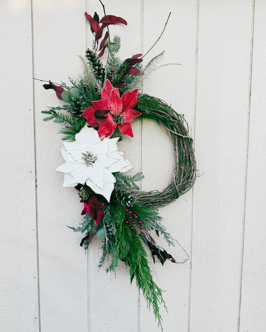 Poinsettias and Pine Wreath