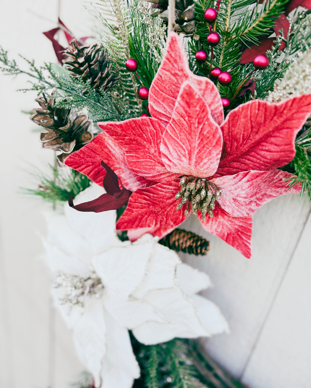 Poinsettias and Pine Wreath