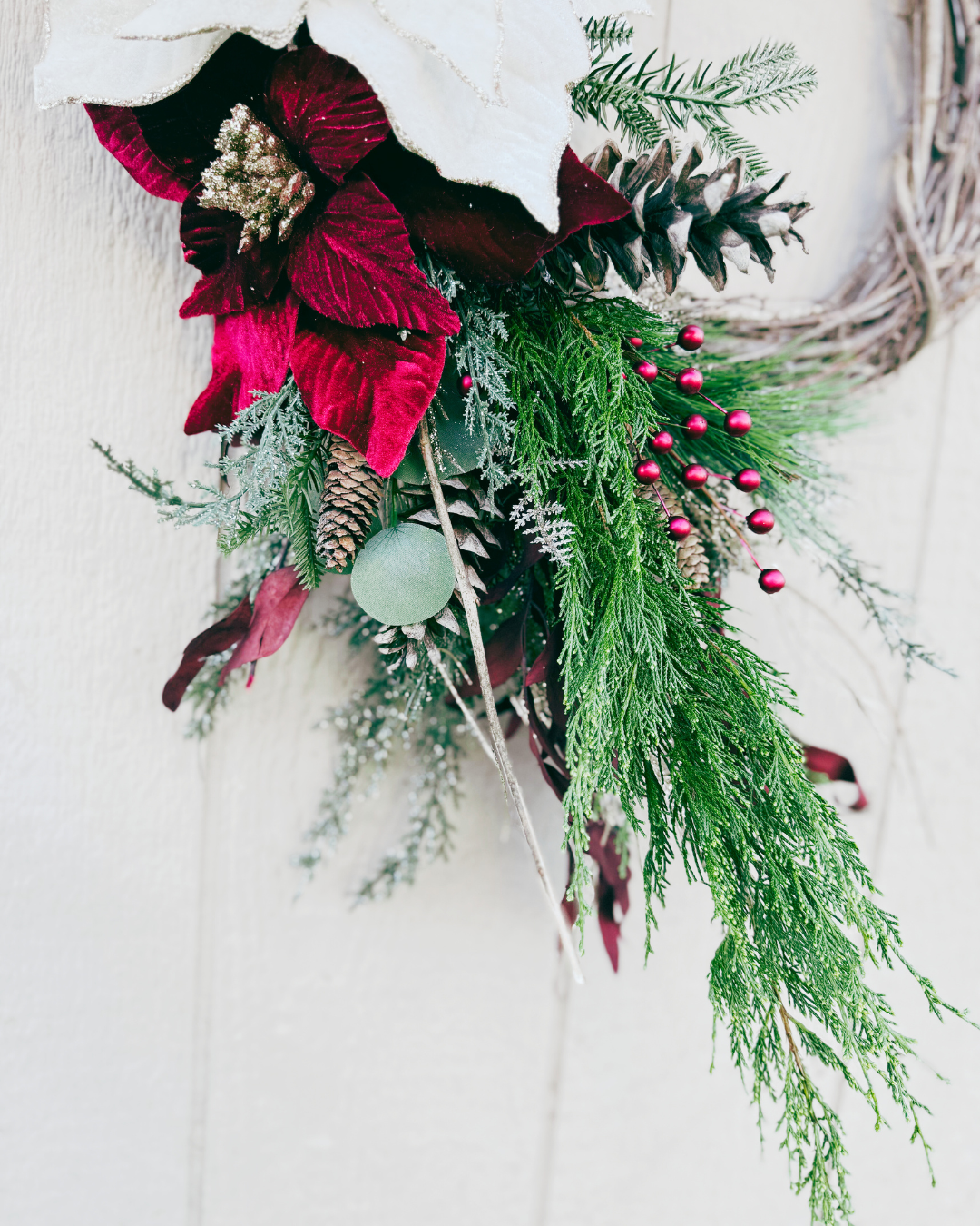 Poinsettias and Pine Wreath