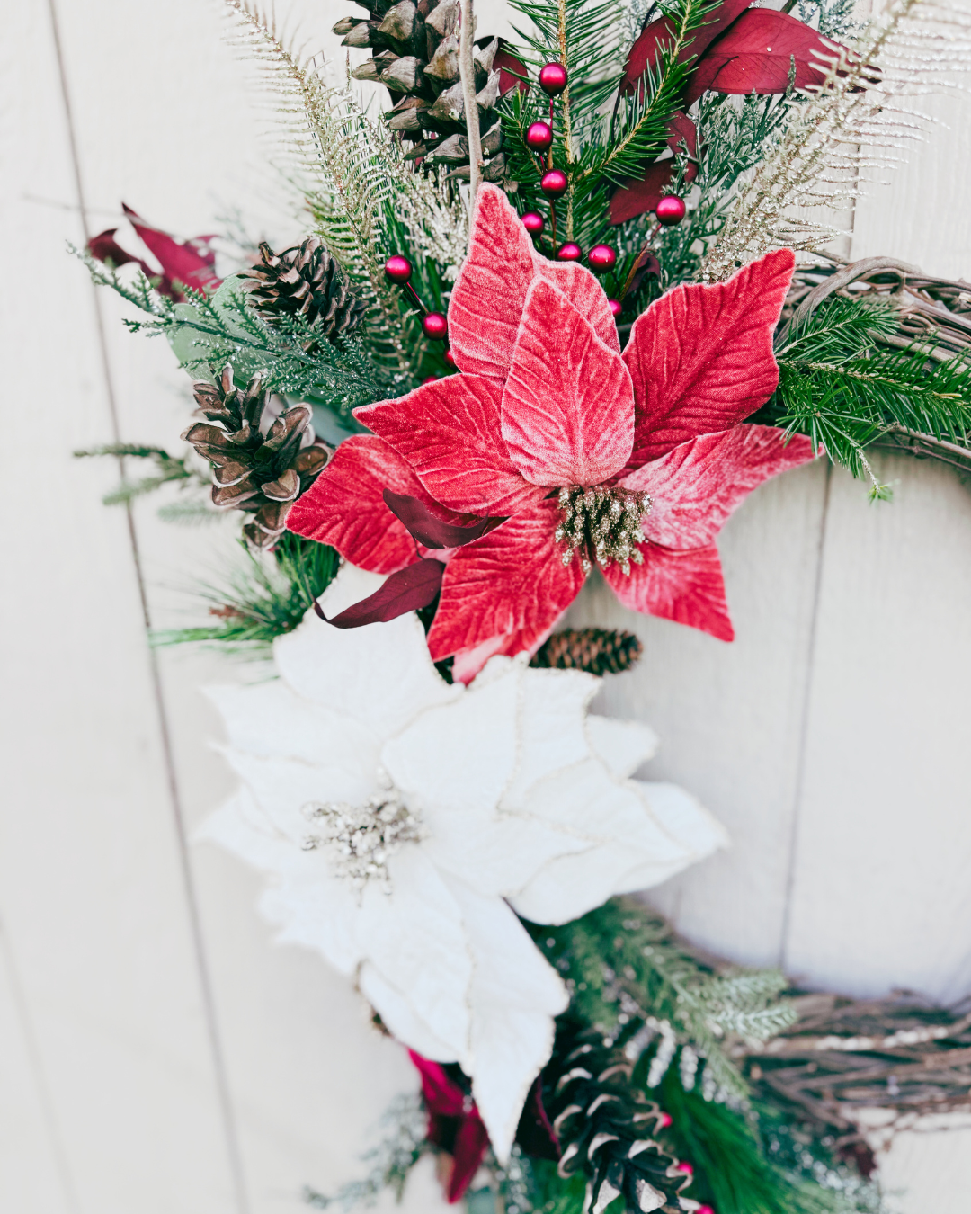 Poinsettias and Pine Wreath
